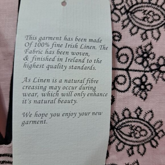 Richard Malcolm Irish Linen Embroidered Modest Top Size 10 Pink/Black NWT - Picture 6 of 15